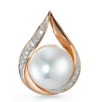 Pendentif Or rouge 18K Diamant 0.06 ct, 15 Pierres, brillant, w-si perle d'eau douce-573354