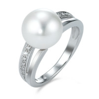 Bague Or blanc 18K Diamant 0.06 ct, 12 Pierres, brillant, w-si perle d'eau douce 9.5-10 mm-573356