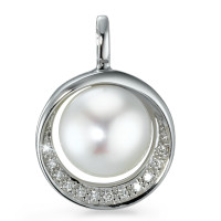 Pendentif Or blanc 18K Diamant 0.06 ct, 12 Pierres, brillant, w-si perle d'eau douce 9.5-10 mm Ø15 mm-573357