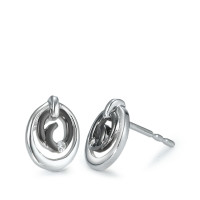 Clous d'oreilles Or blanc 18K Diamant 0.02 ct, 2 Pierres, brillant, w-si Rhodié-573363