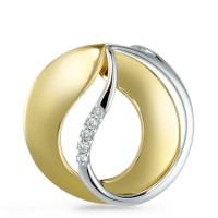 Pendentif Or jaune 18K, Or blanc 18K Diamant 0.03 ct, 5 Pierres, brillant, w-si Ø15 mm-573365