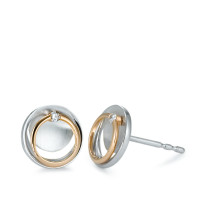Clous d'oreilles Or rouge 18K, Or blanc 18K Diamant 0.02 ct, 2 Pierres, brillant, w-si Ø9 mm-573368