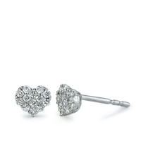 Ohrstecker 750/18 K Weissgold Diamant 0.20 ct, 26 Steine, Brillantschliff, w-si Herz Ø5 mm-573399