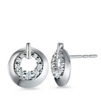 Clous d'oreilles Or blanc 9K Zircone 18 Pierres Ø9 mm-573407