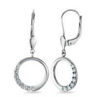 Pendant d'oreilles Or blanc 9K Zircone 14 Pierres Ø12 mm-573415