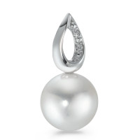 Pendentif Or blanc 18K Diamant 0.01 ct, 2 Pierres, brillant, p1 perle d'eau douce 8.5-9 mm-573432