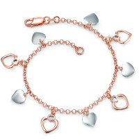 Bracelet Argent rosé Plaqué or Coeur 19 cm Ø9 mm-573529