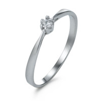 Bague solitaire Or blanc 18K Zircone-573554