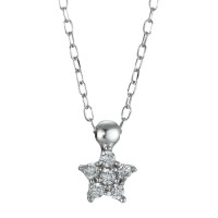 Collier Or blanc 18K Zircone 5 Pierres Étoile 40 cm Ø5 mm-573577