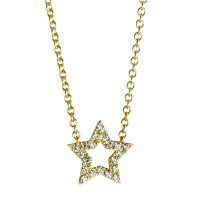 Collier Or jaune 18K Diamant 0.11 ct, 20 Pierres, w-si Étoile 40-45 cm Ø9 mm-573831