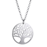 Chaînette avec pendentif Argent Rhodié Arbre de la vie 42-45 cm Ø20 mm-574026