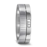 Partnerring Damaszener Stahl, Titan Diamant weiss, 0.03 ct, 3 Steine, w-si-575037
