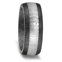 Partnerring Damaszener Stahl, Carbon Diamant weiss, 0.02 ct, w-si-575041