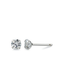 Clous d'oreilles Argent Zircone blanc, 2 Pierres, rond, 4.5 mm-575277