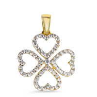 Pendentif Or jaune 9K Zircone Feuille de Trèfle Ø20 mm-575749