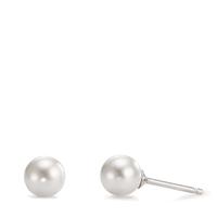 Clous d'oreilles Argent Rhodié [shining Pearls] blanc, 2 Perles, 6 mm-575790