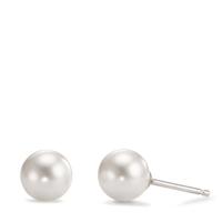 Clous d'oreilles Argent Rhodié [shining Pearls] blanc, 2 Perles, 8 mm-575791