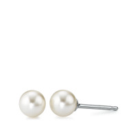 Clous d'oreilles Argent Rhodié [shining Pearls] blanc, 2 Perles, 6 mm-576199