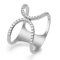 Bague Or blanc 18K Zircone 38 Pierres-577423