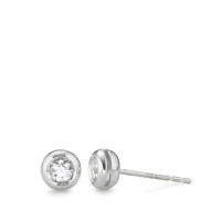 Clous d'oreilles Or blanc 18K Zircone Ø5.5 mm-577437