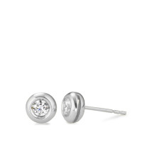 Clous d'oreilles Or blanc 18K Zircone Ø6.5 mm-577440