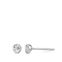 Clous d'oreilles Or blanc 18K Zircone 2 Pierres Ø4 mm-577452