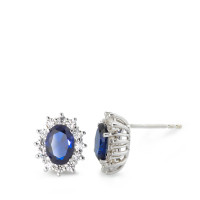 Clous d'oreilles Or blanc 18K Zircone bleu, 26 Pierres-577457