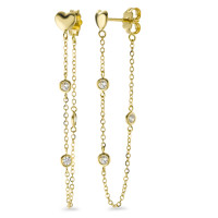 Pendant d'oreilles Or jaune 18K Zircone 6 Pierres Coeur Ø3 mm-577468