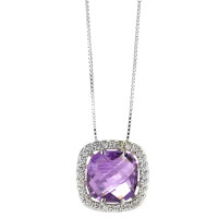 Chaînette avec pendentif Or blanc 18K Améthyste violet 42 cm-577494