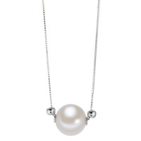 Chaînette avec pendentif Or blanc 18K perle d'eau douce 40-42 cm-577504