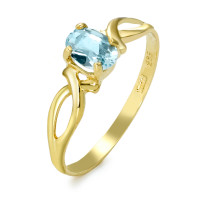 Bague Or jaune 14K Topaze bleu, ovale-577857