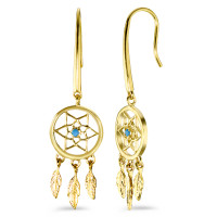 Pendant d'oreilles Bronze Plaqué or Attrape-Rêves-580226