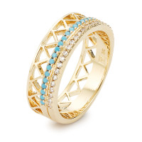 Bague Bronze Zircone turquoise Plaqués or 5 microns-580244