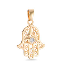 Pendentif Bronze Zircone 2 Pierres Plaqué or Fatima-580284