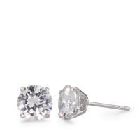 Clous d'oreilles Argent Zircone 2 Pierres Rhodié Ø8 mm-580399