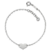 Bracelet Argent Zircone Rhodié Coeur 16-17.5 cm-580554