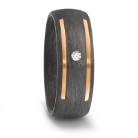 Alliance Or rose 14K, Carbone Diamant 0.05 ct, w-si-580740