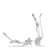 Boucle d'oreille glissante Argent Zircone Rhodié Fleur-580826