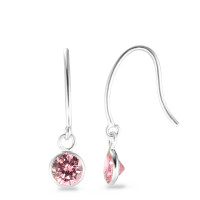 Ohrhänger Silber Zirkonia rosa, 2 Steine-581164