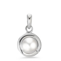 Pendentif Argent Zircone Rhodié perle d'eau douce Ø10 mm-581450