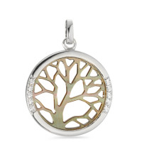 Pendentif Argent Zircone Rhodié Arbre de la vie Ø23 mm-581474