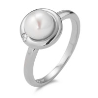 Bague Argent Zircone Rhodié perle d'eau douce-581480