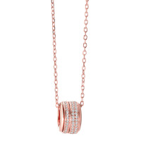 Chaînette avec pendentif Argent Zircone rosé Plaqué or 42-45 cm Ø11.5 mm-581623