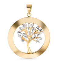 Pendentif Or jaune 18K Rhodié Arbre de la vie Ø25 mm-582002