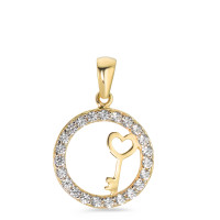 Pendentif Or jaune 9K Zircone Coeur Ø13 mm-582204