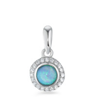 Pendentif Argent [synth. Opal] Rhodié Ø8 mm-582355