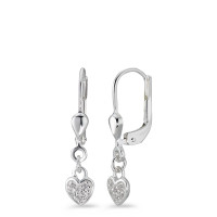 Pendant d'oreilles Argent Zircone blanc Rhodié Coeur-582430