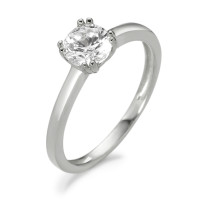 Bague solitaire Or blanc 9K Zircone Ø5.5 mm-582462