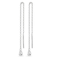 Durchziehohrhänger Silber Zirkonia 2 Steine rhodiniert 10 cm-582497