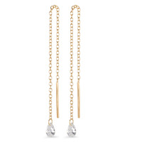 Durchziehohrhänger Silber Zirkonia 2 Steine gelb vergoldet 10 cm-582498